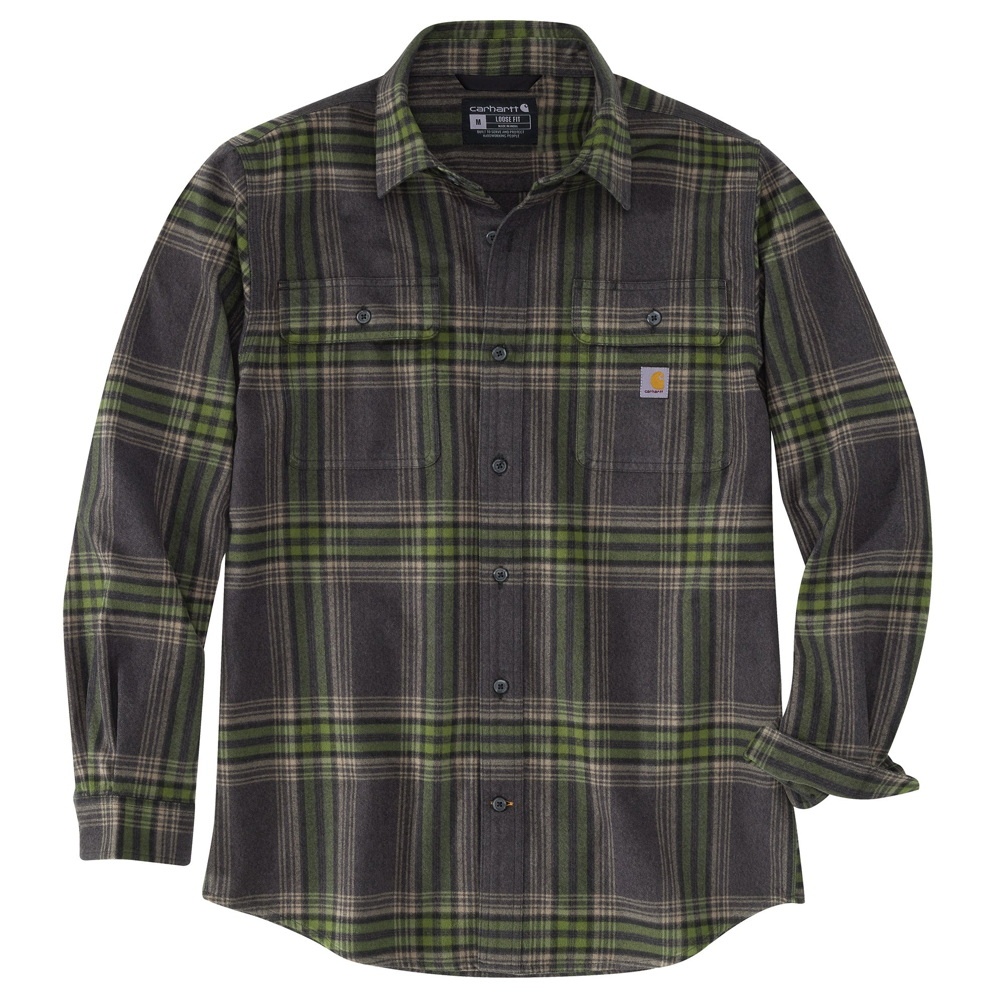 Carhartt Men's Loose Fit Heavyweight Button-Down Long Sleeve Flannel Plaid Shirt