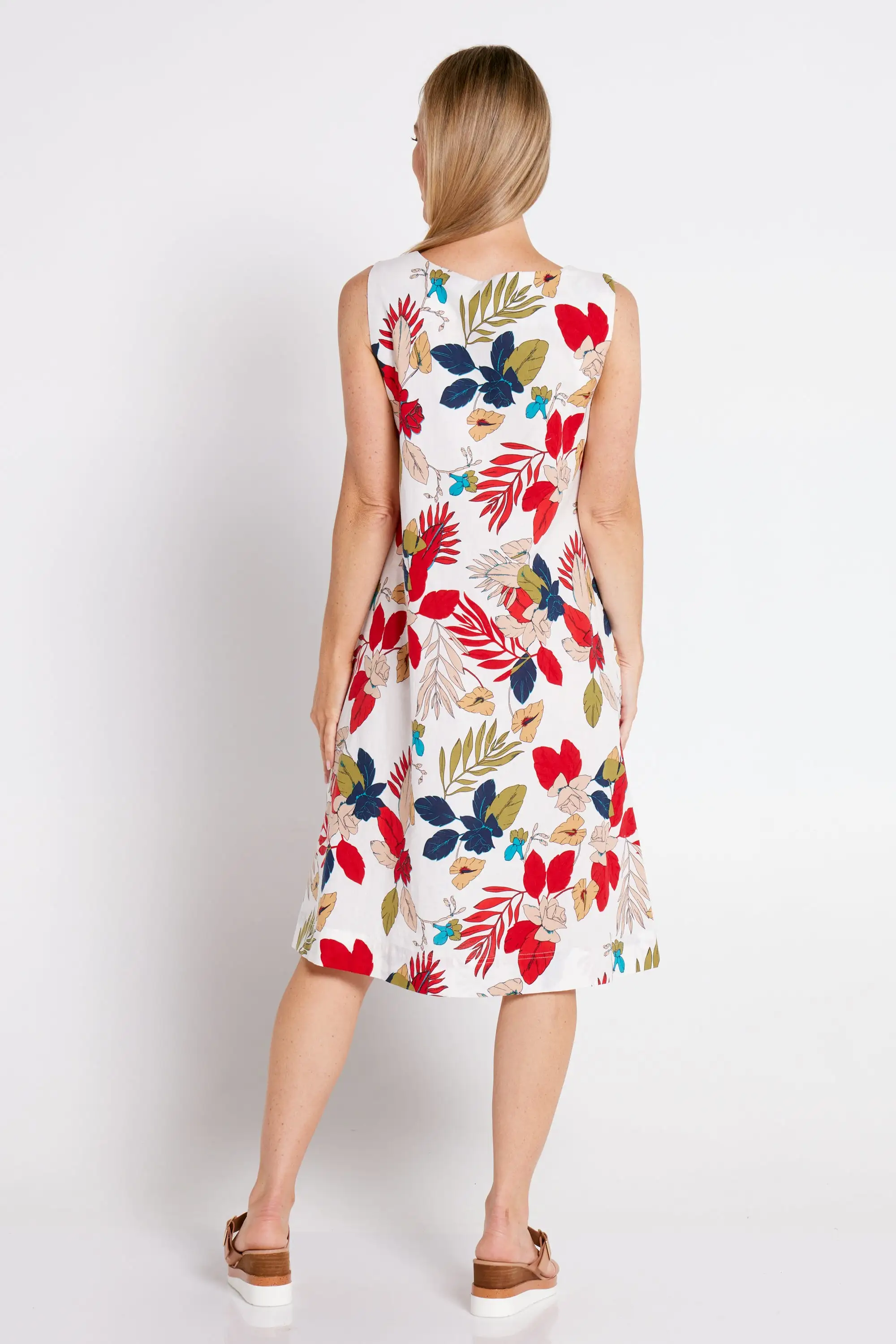 Marni Statement Cotton Shift - Red Botanical