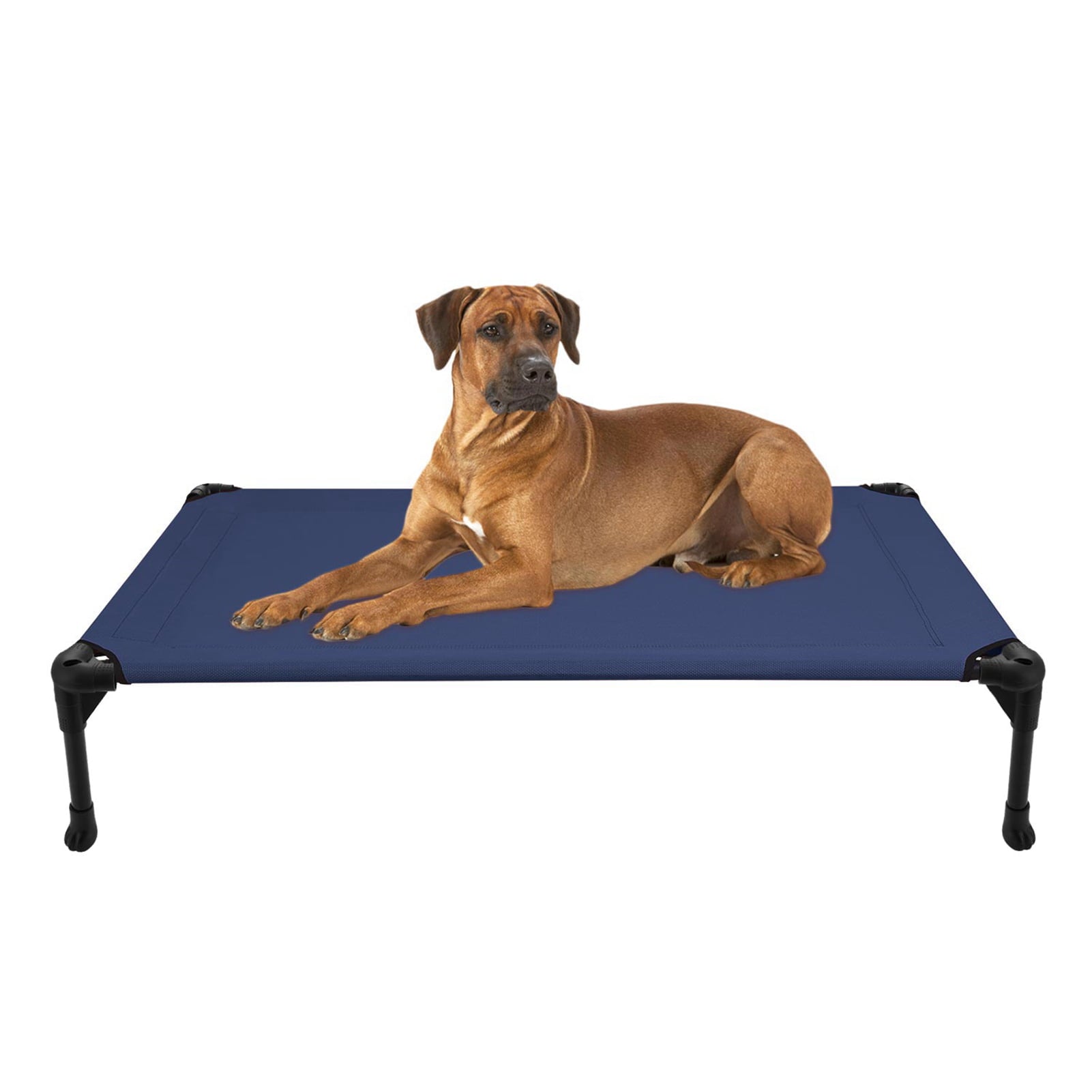 Veehoo Cooling Elevated Dog Bed， Portable Raised Pet Cot with Washable Mesh， Large， Blue