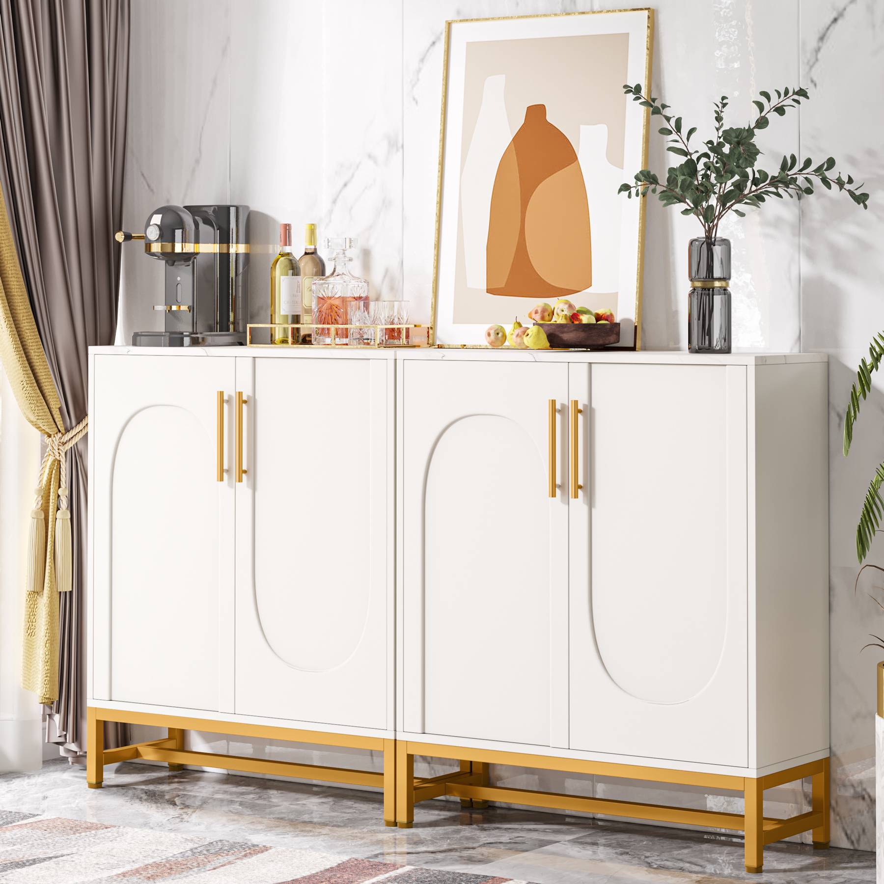 Modern Sideboard Buffet Storage Cabinet with Adjustable Shelves