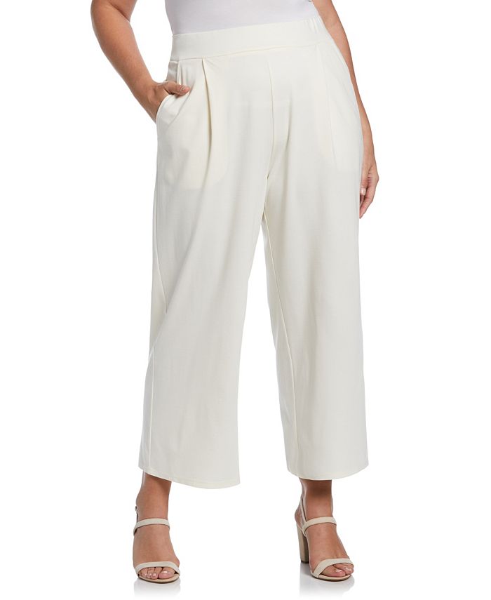 Plus Size Ponte Knit Pull-On Crop Pants