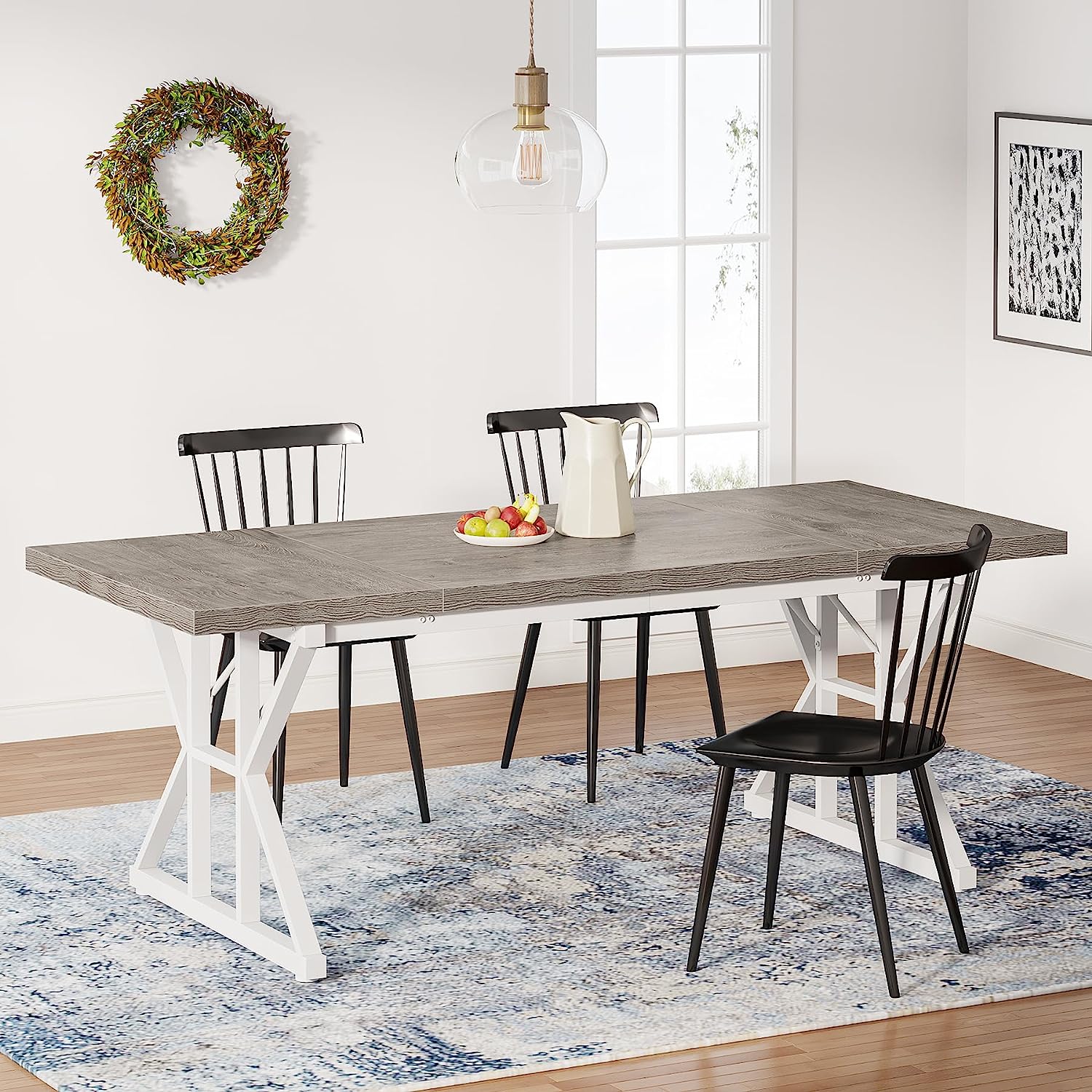 Wood Dining Table, Farmhouse 70.8