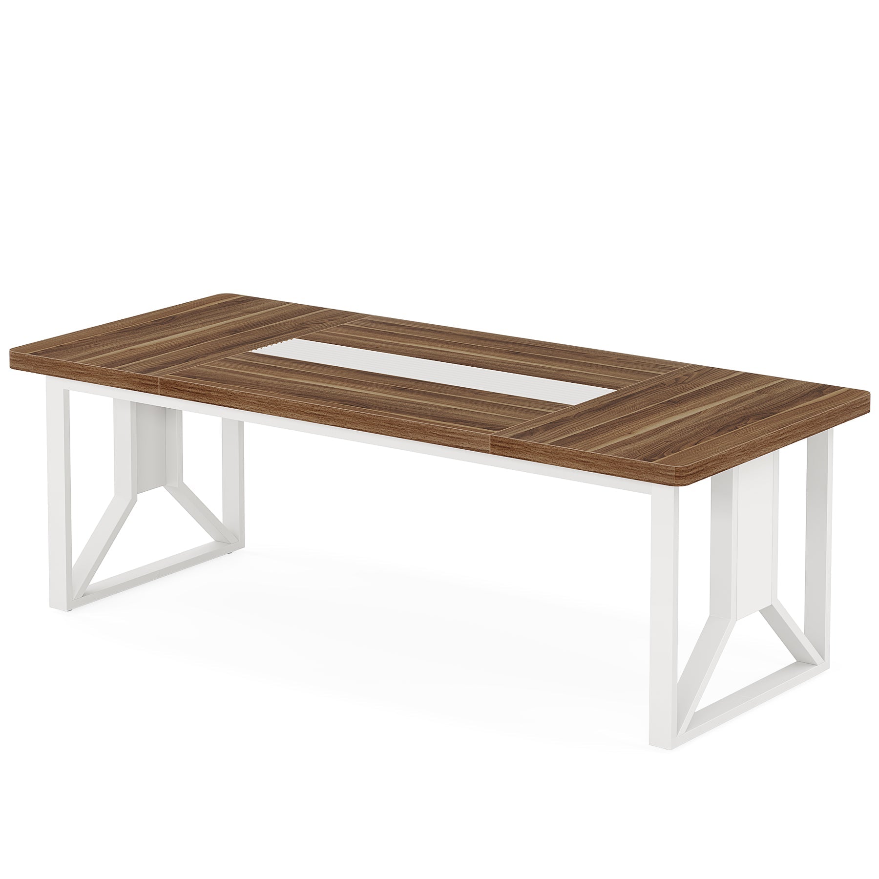 Wood Dining Table, 74.8-Inch Farmhouse Kitchen Table for 6-8 People