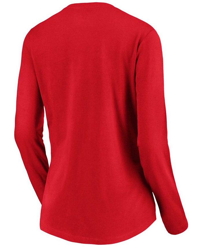 Women's Red Chicago Blackhawks Primary Logo Long Sleeve V-Neck T-shirt