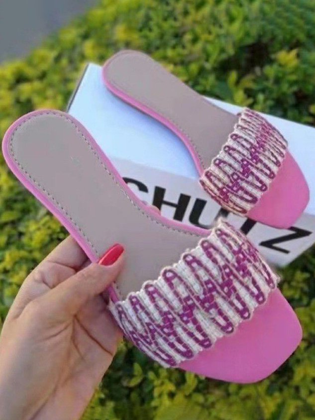 Casual Striped Candy Color Slip-on Soft Sole Comfort Low Heel Lazy Slippers