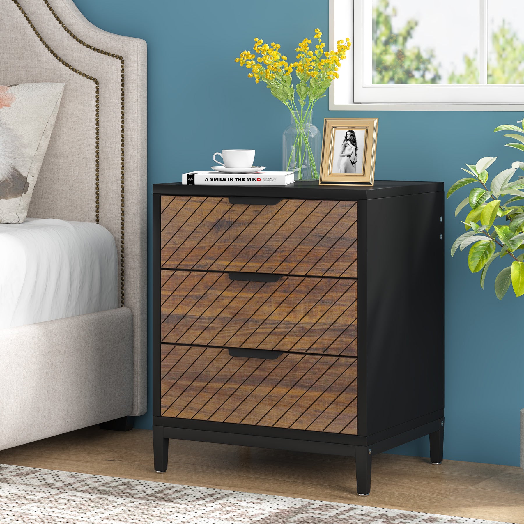 3-Drawer Nightstand Bedside End Table for Bedroom