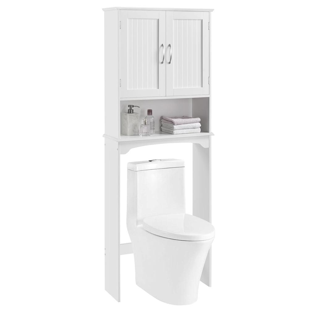 SmileMart 9 Width Wooden Over The Toilet Bathroom Storage Cabinets with Door， White