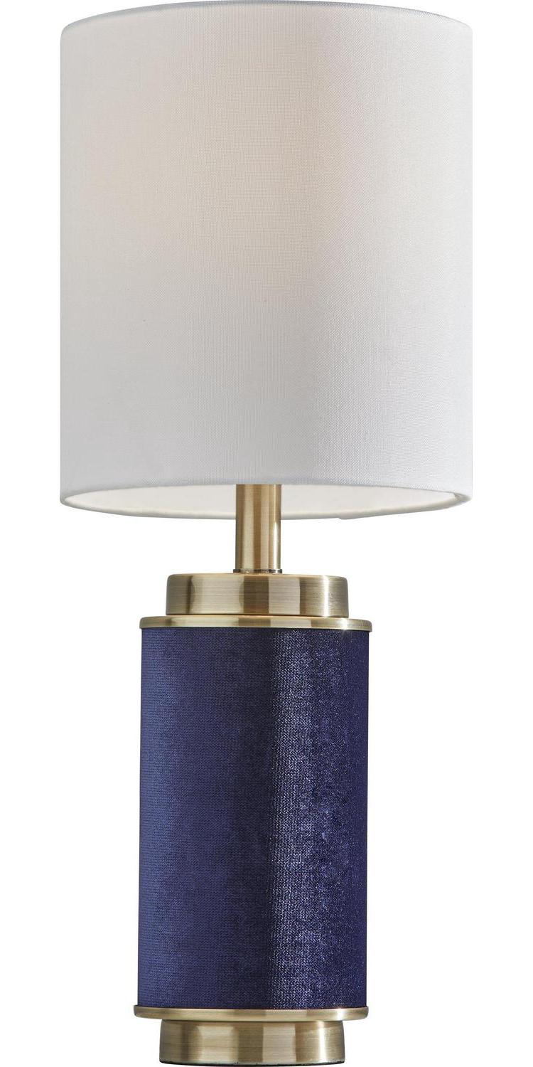 Adesso Marsha Table Lamp， Antique Brass with Navy Blue Velvet