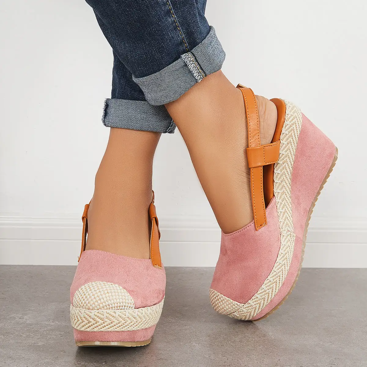 Closed Toe Espadrille Heel Wedges Platform Ankle Strap Sandals
