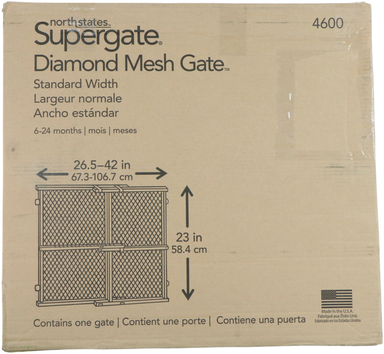 North States Easy Adjust Diamond Mesh Pet Gate， White， Wood， 26.5