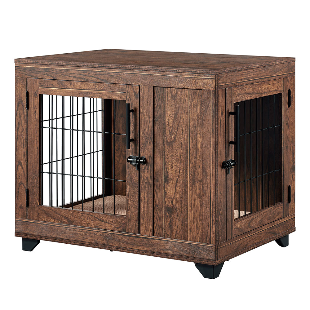 Unipaws Dog Crate Furniture， Walnut， Medium