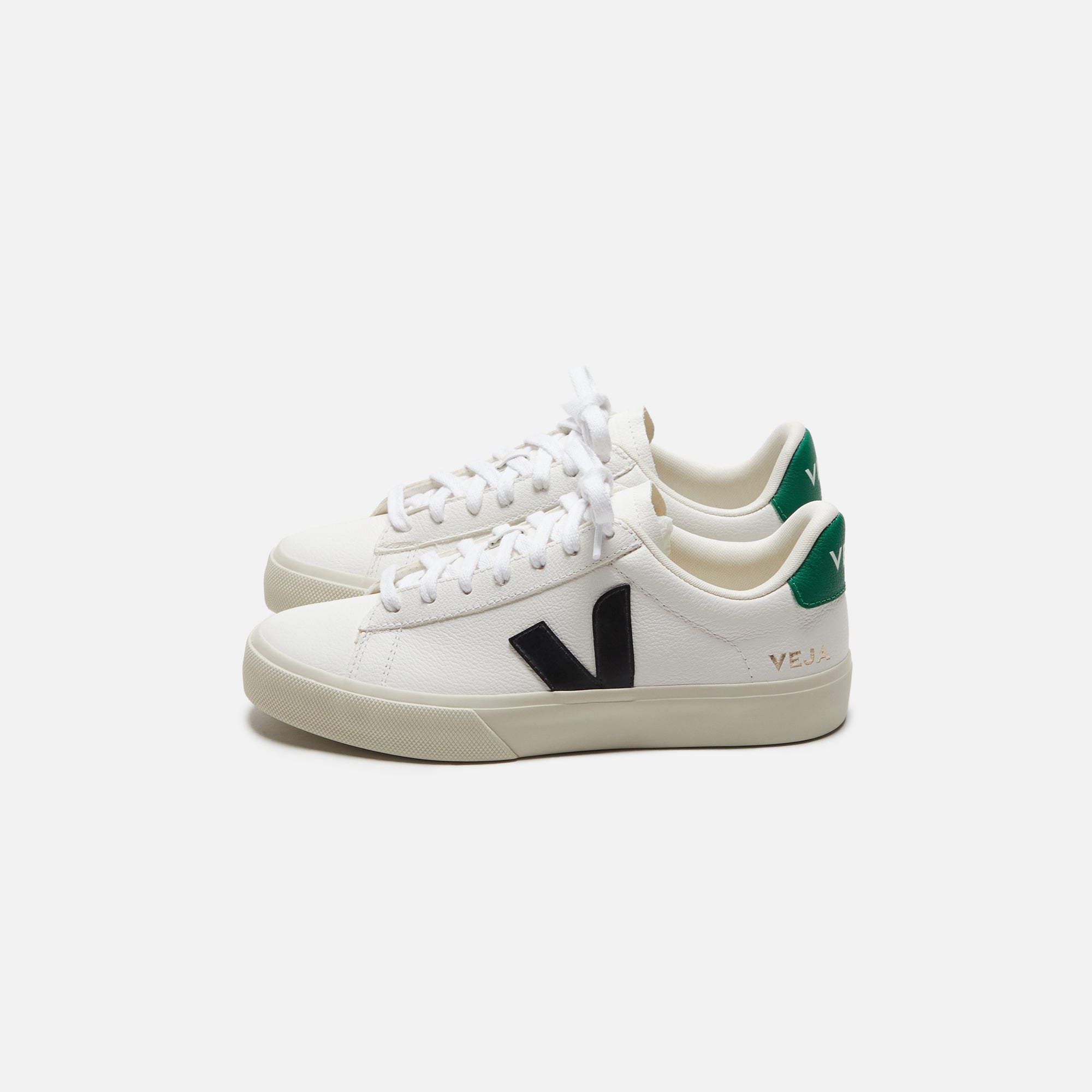 Veja Campo Chromefree Leather - Extra White / Black Emeraude / Green