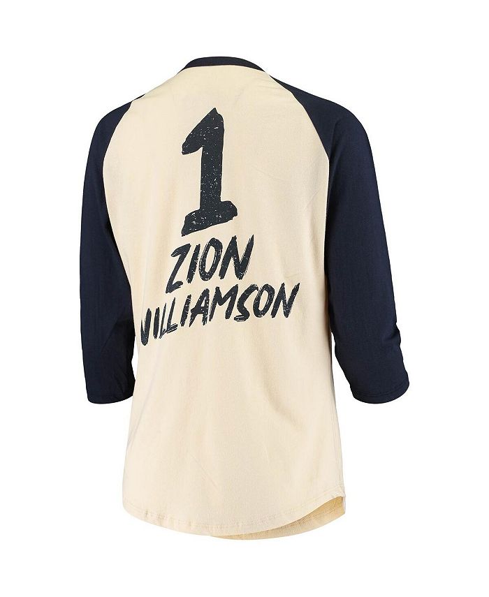 Women's Zion Williamson Cream New Orleans Pelicans Raglan 3/4-Sleeve T-shirt