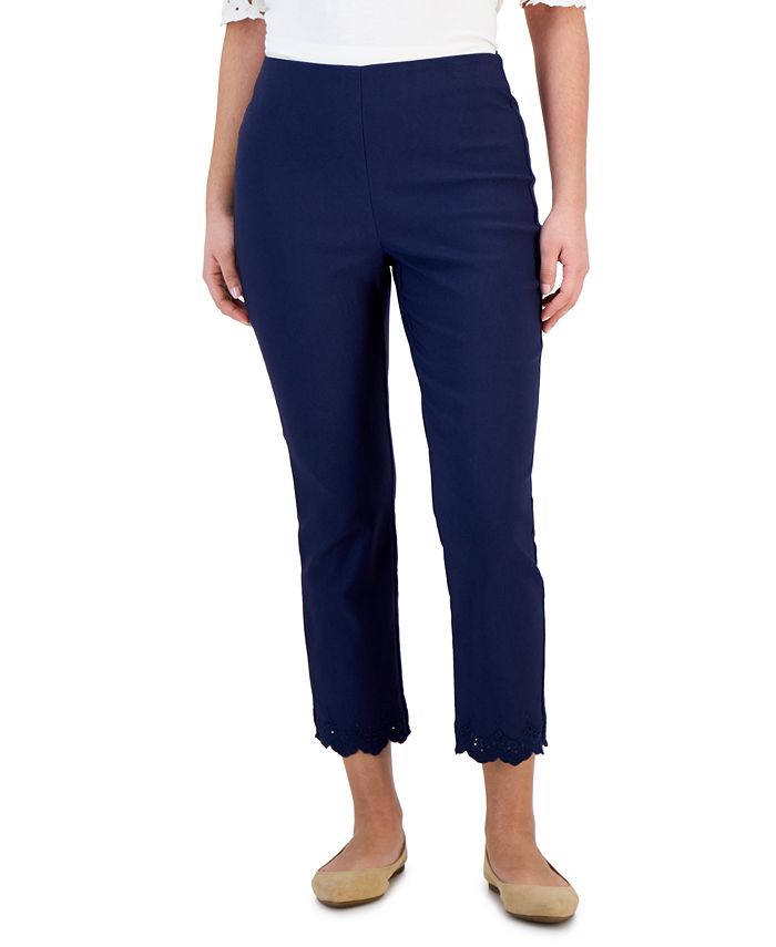 Petite Scallop Trim Cropped Pants， Created for Macy's