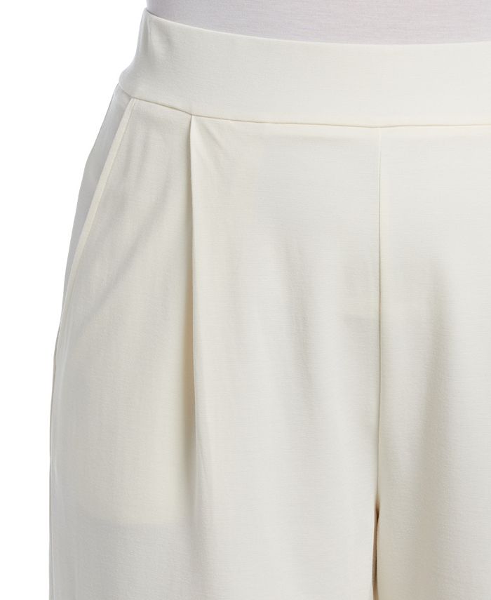 Plus Size Ponte Knit Pull-On Crop Pants