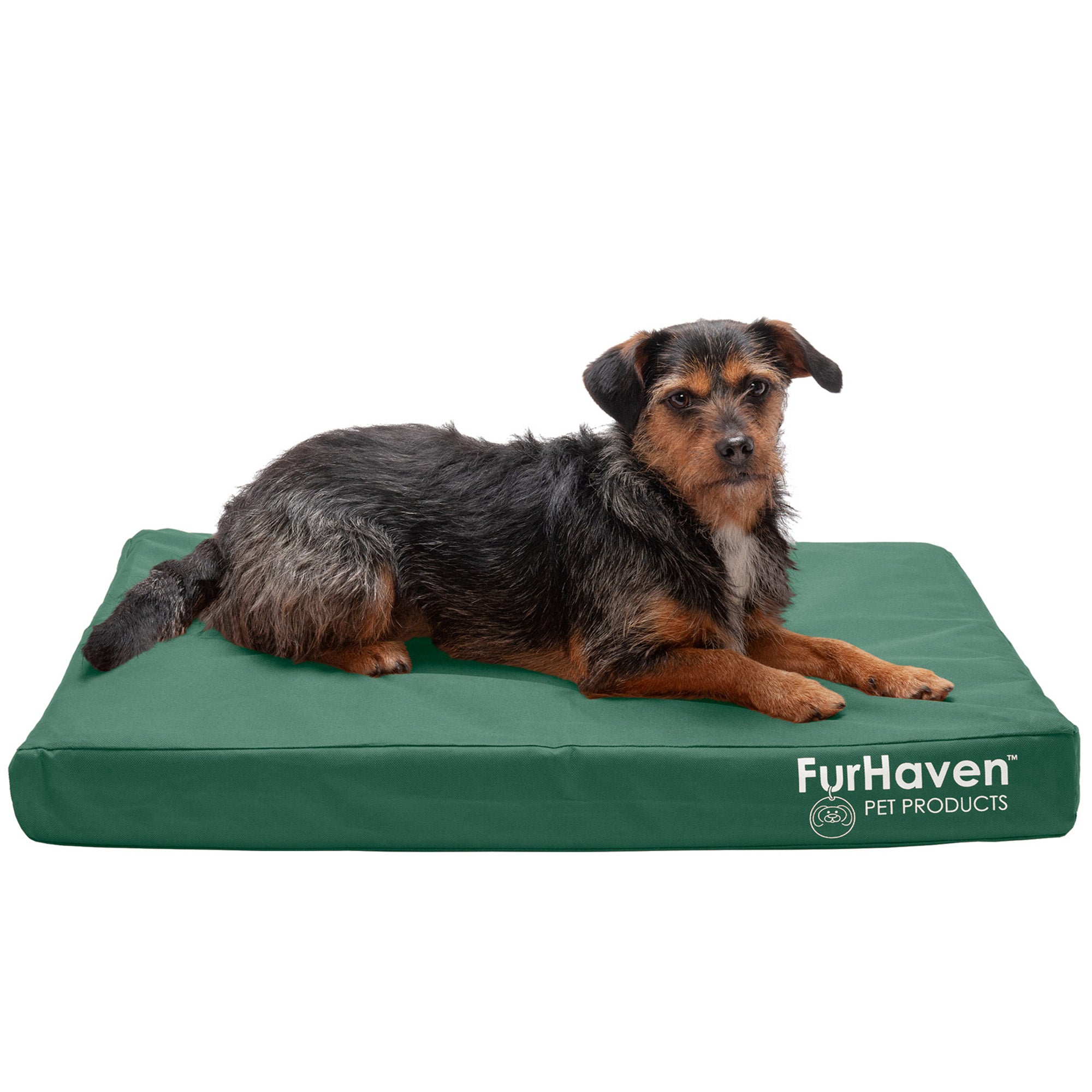 FurHaven Pet Products | Deluxe Cooling Gel Memory Foam Orthopedic Oxford Indoor/Outdoor Water-Resistant Pet Bed for Dogs and Cats， Forest， Medium