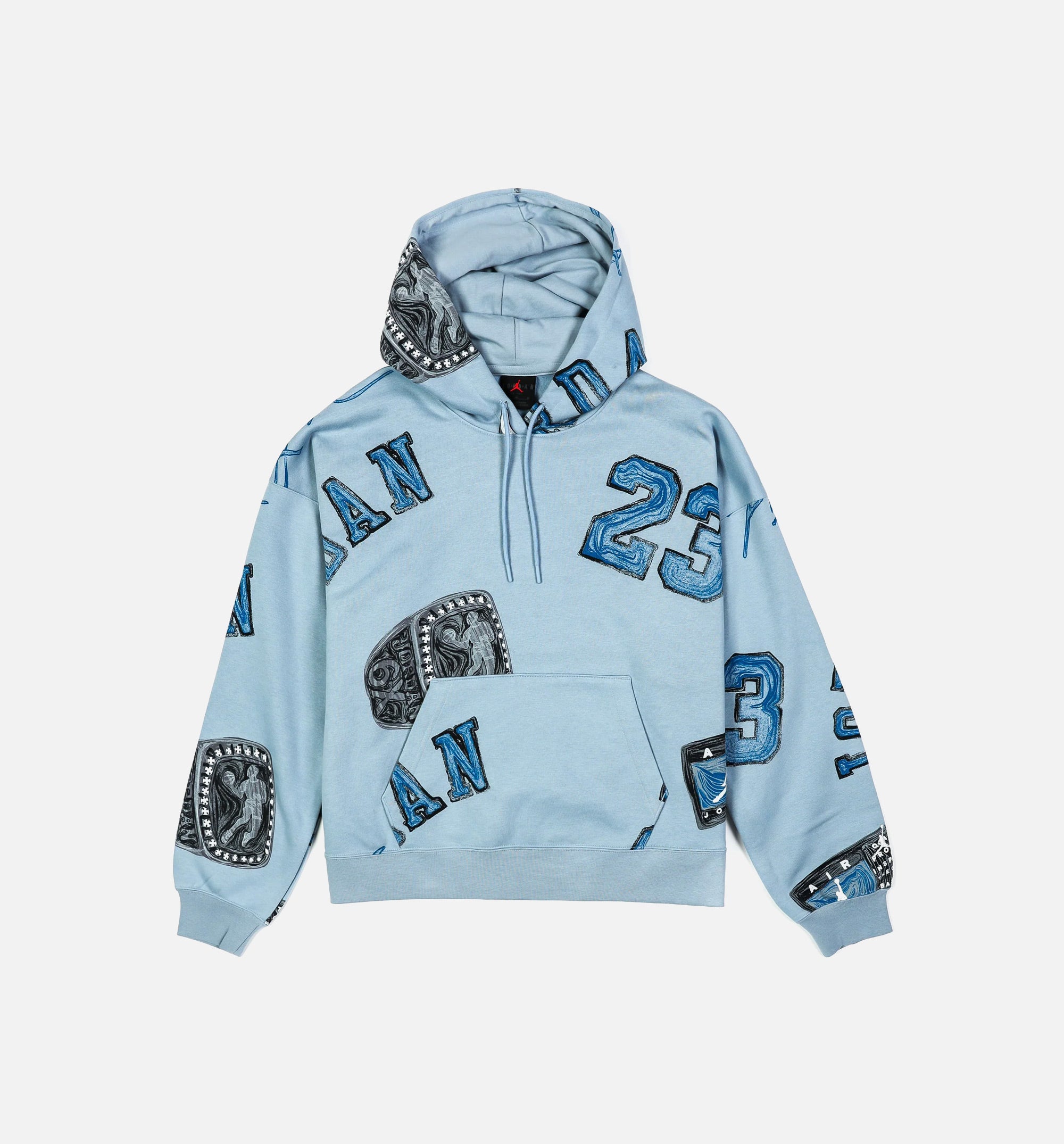 Brooklyn Fleece All Over Print Mens Pullover Hoodie - Blue/Grey