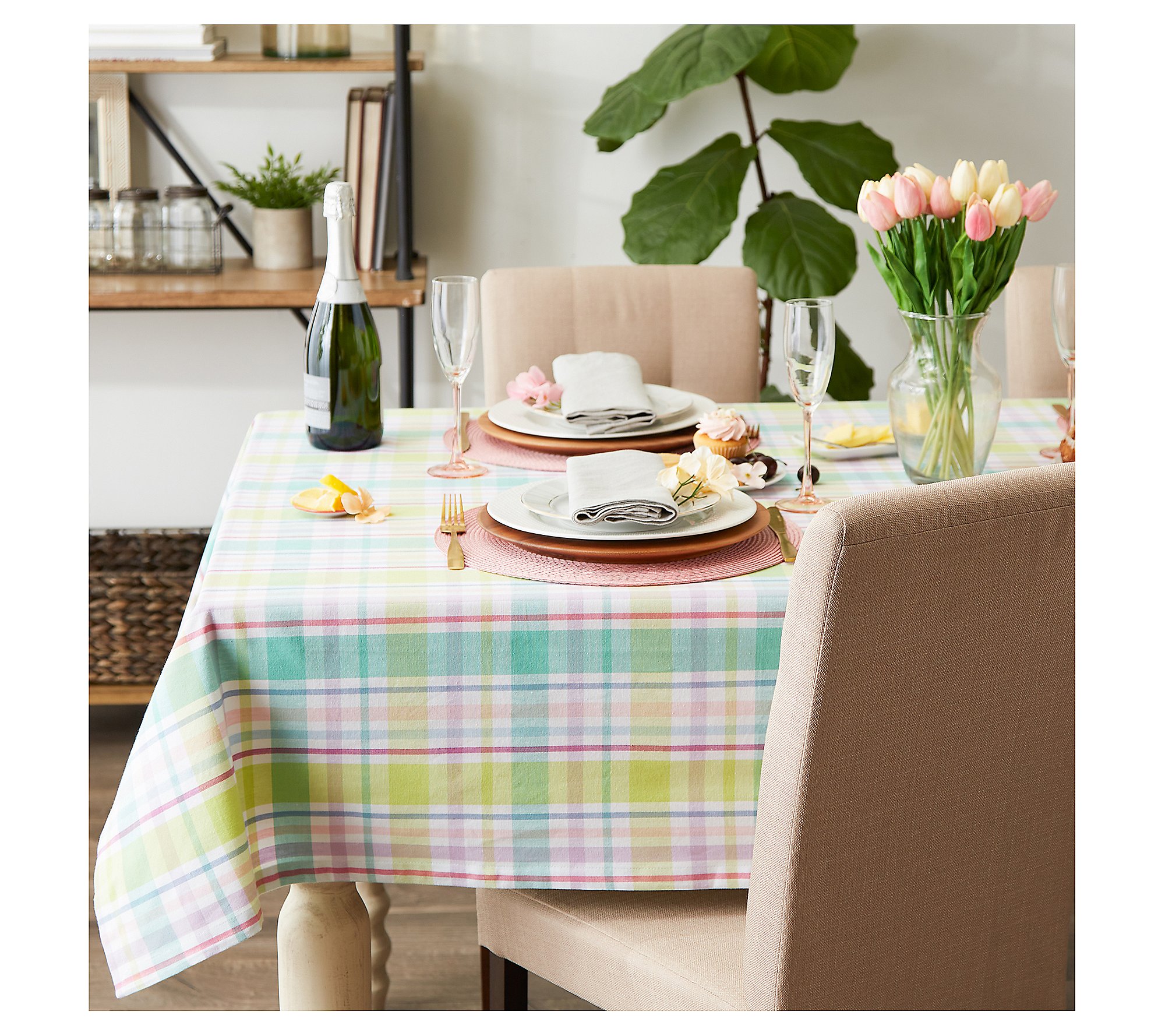 Design Imports 60 x 84 Spring Plaid Tablecloth