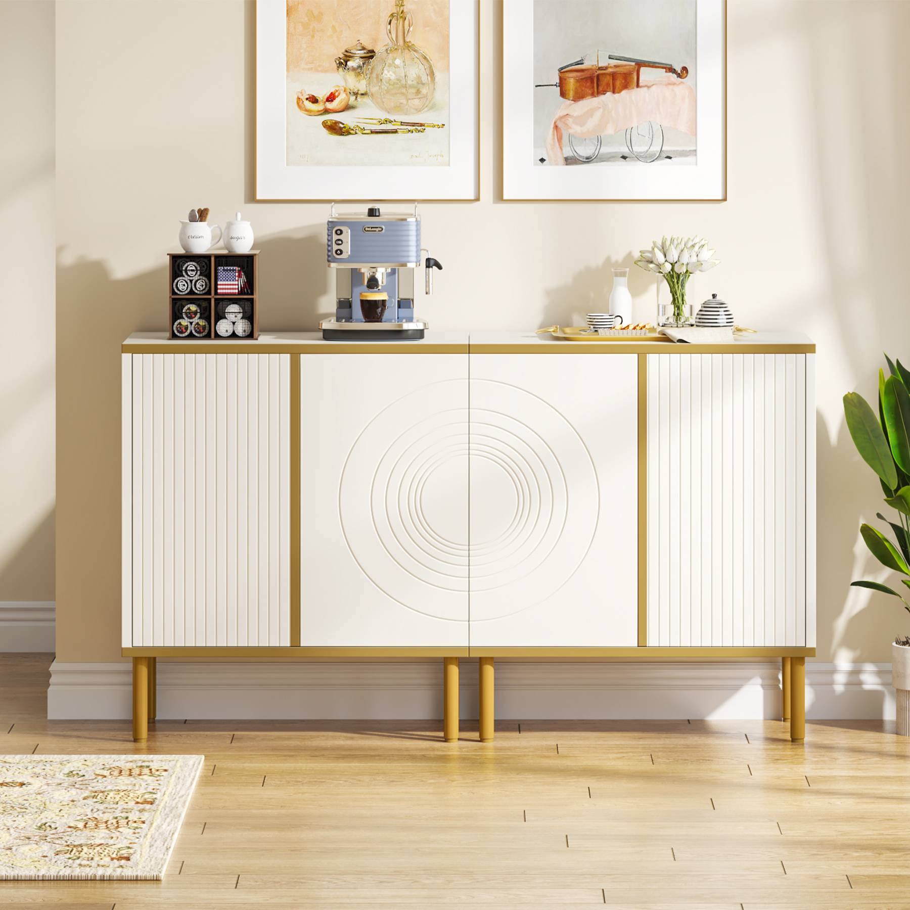 Modern Sideboard Buffet, Mid-Century Accent Cabinet with Adjustable Shelf