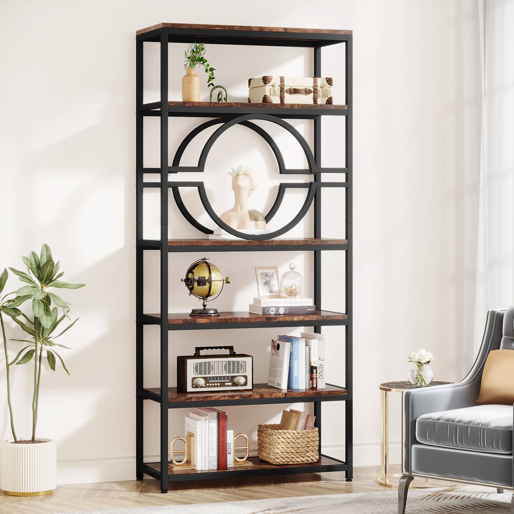 Tribesigns Bookshelf, 6-Tier Etagere Bookcase Freestanding Storage Shelf