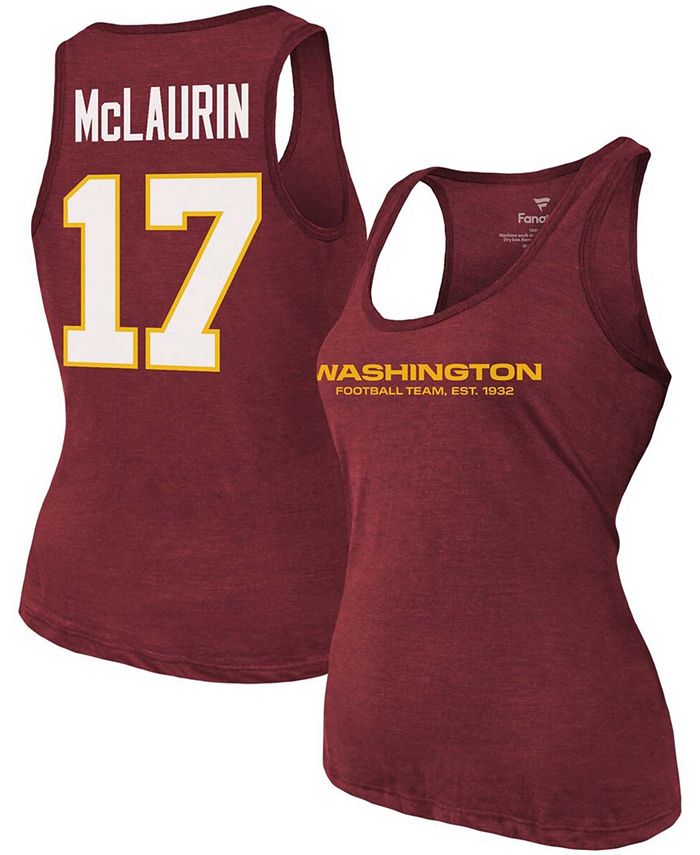 Women's Terry Mclaurin Heathered Burgundy Washington Football Team Name Number Tri-Blend Tank Top