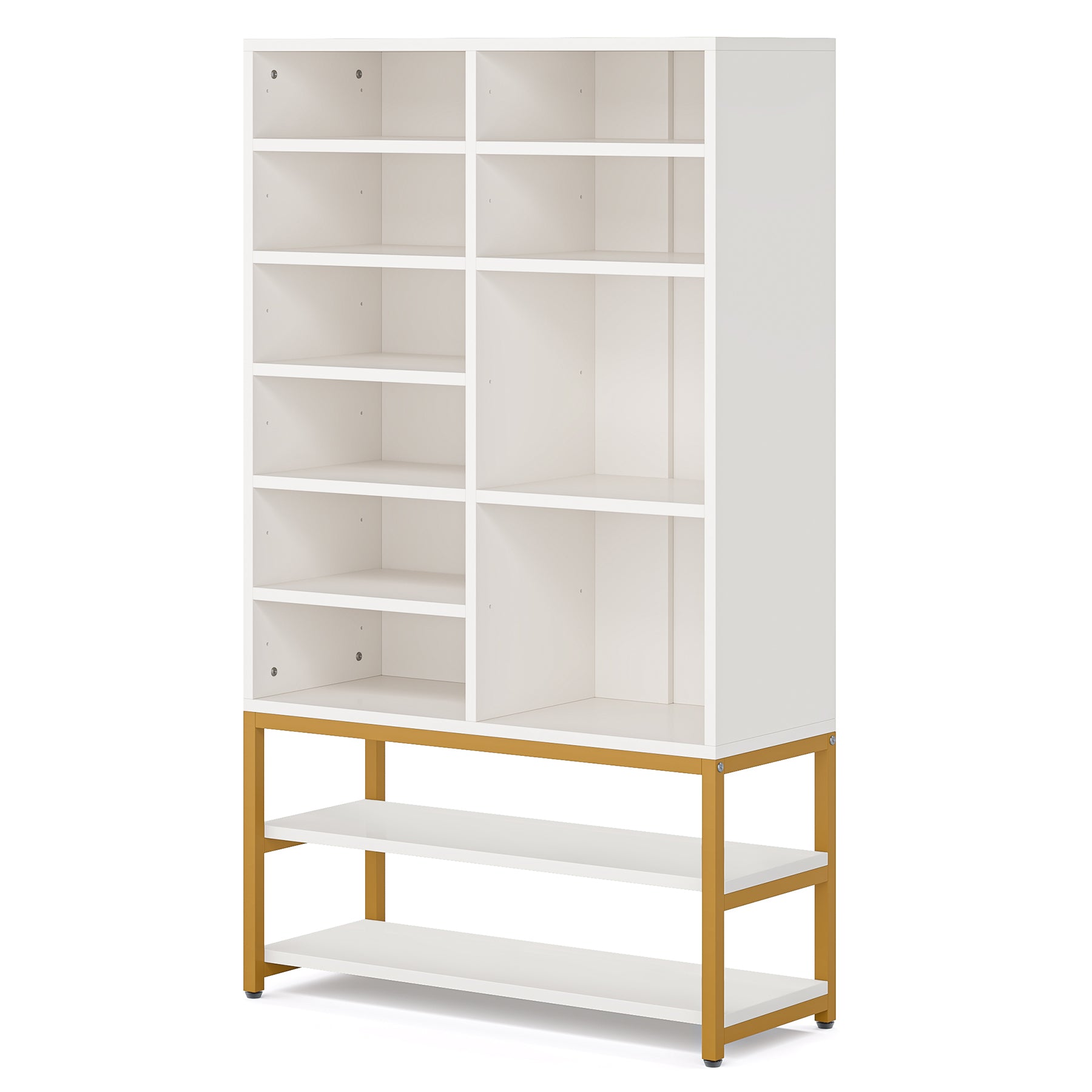 Freestanding Shoe Cabinet Rack with 10 Adjustable Compartments