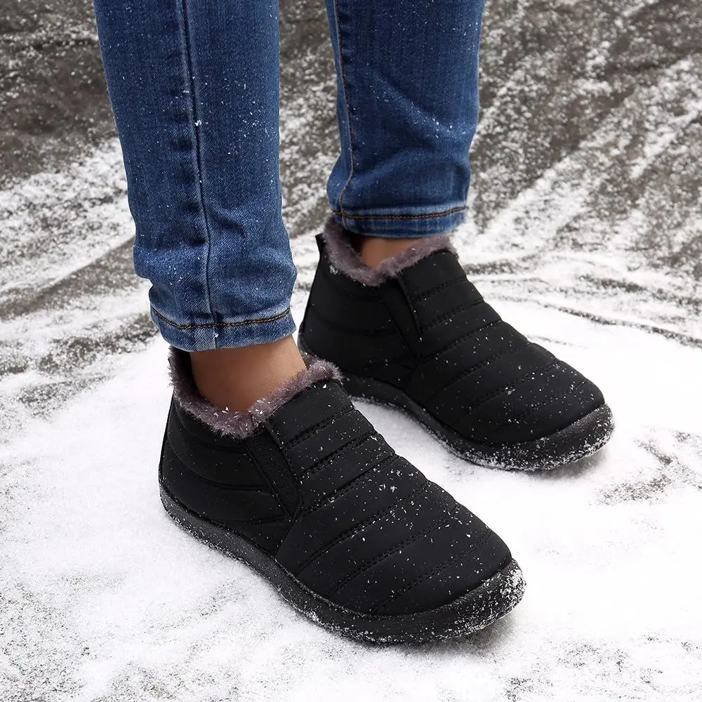 Warm Lining Casual Winter Waterproof Slip On Ankle Snow Boots