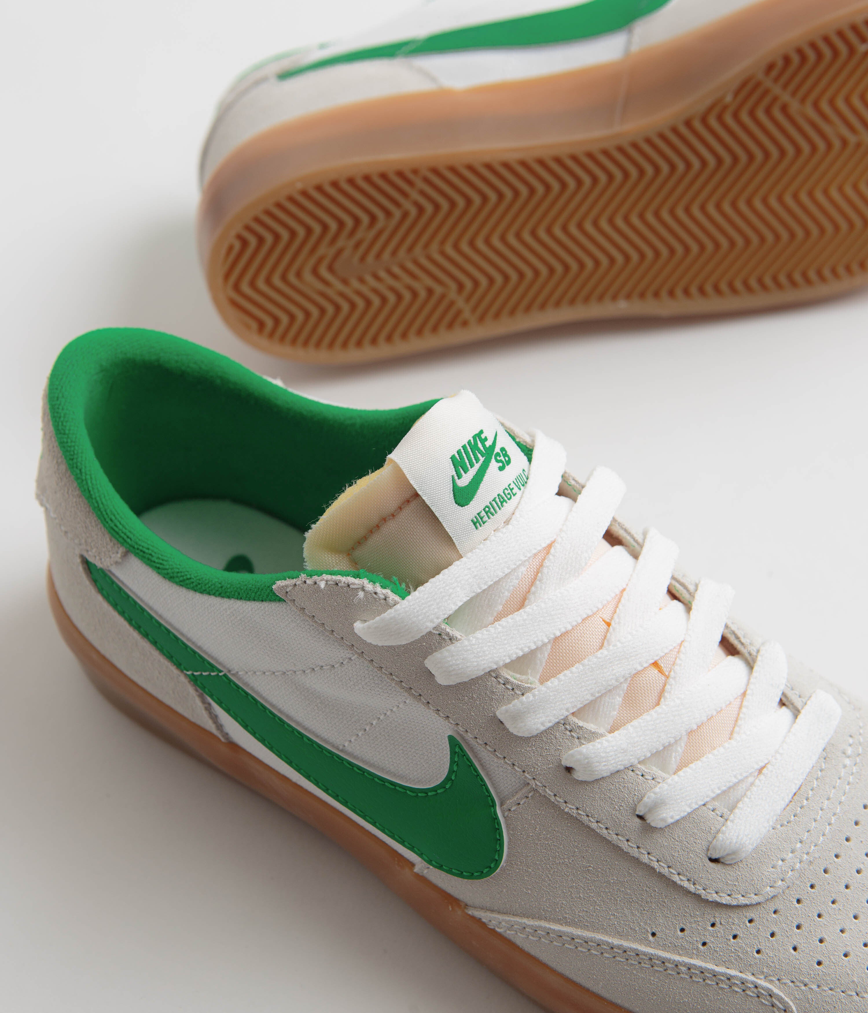 Nike SB Heritage Vulc Shoes - Summit White / Lucky Green - White