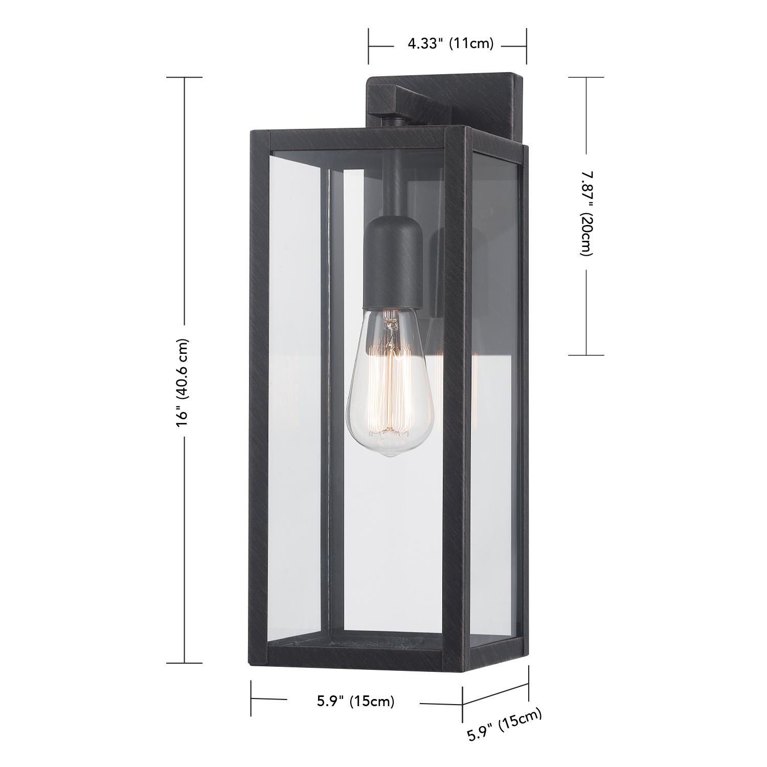 Globe Electric Bowery 1-Light Brushed Dark Bronze Outdoor Indoor Wall Sconce with Clear Glass Shade， 44837