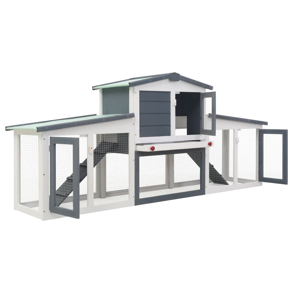 Rabbit Hutch Outdoor Inlife Large Rabbit House Gray and White 80.3