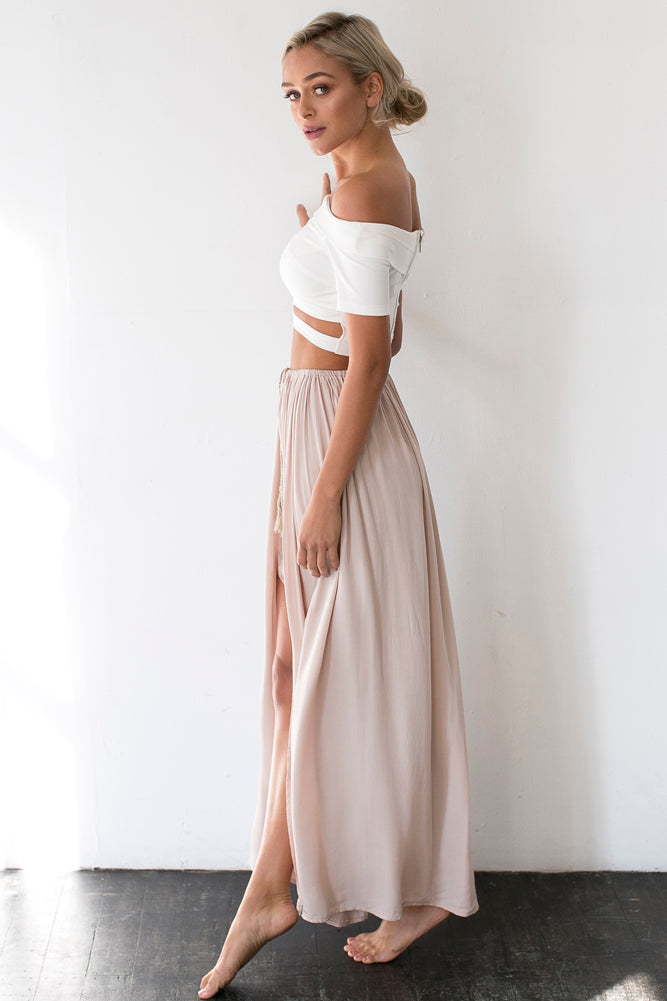Against The Tides Maxi Skirt Nude
