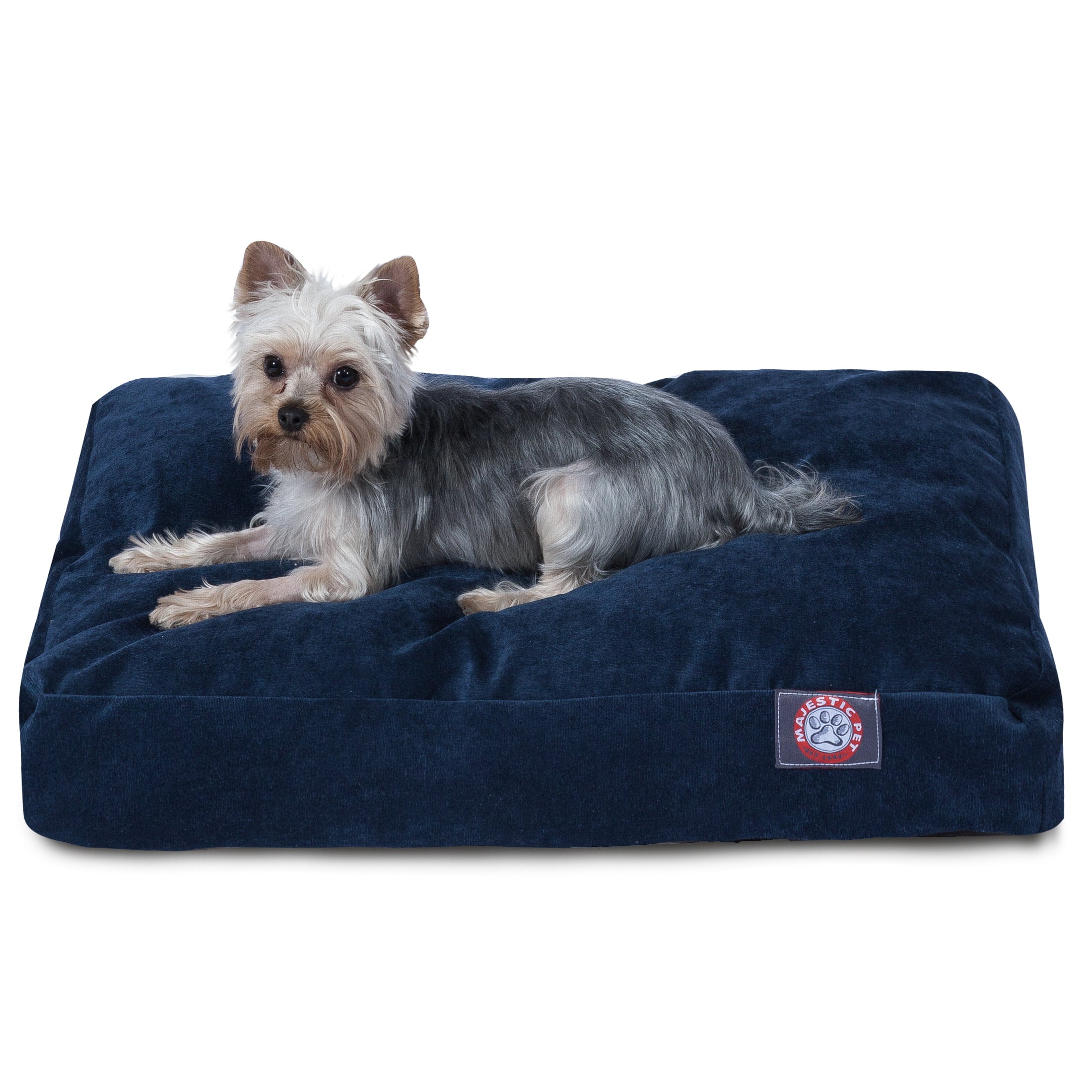 Majestic Pet | Villa Velvet Rectangle Pet Bed For Dogs， Removable Cover， Navy， Small