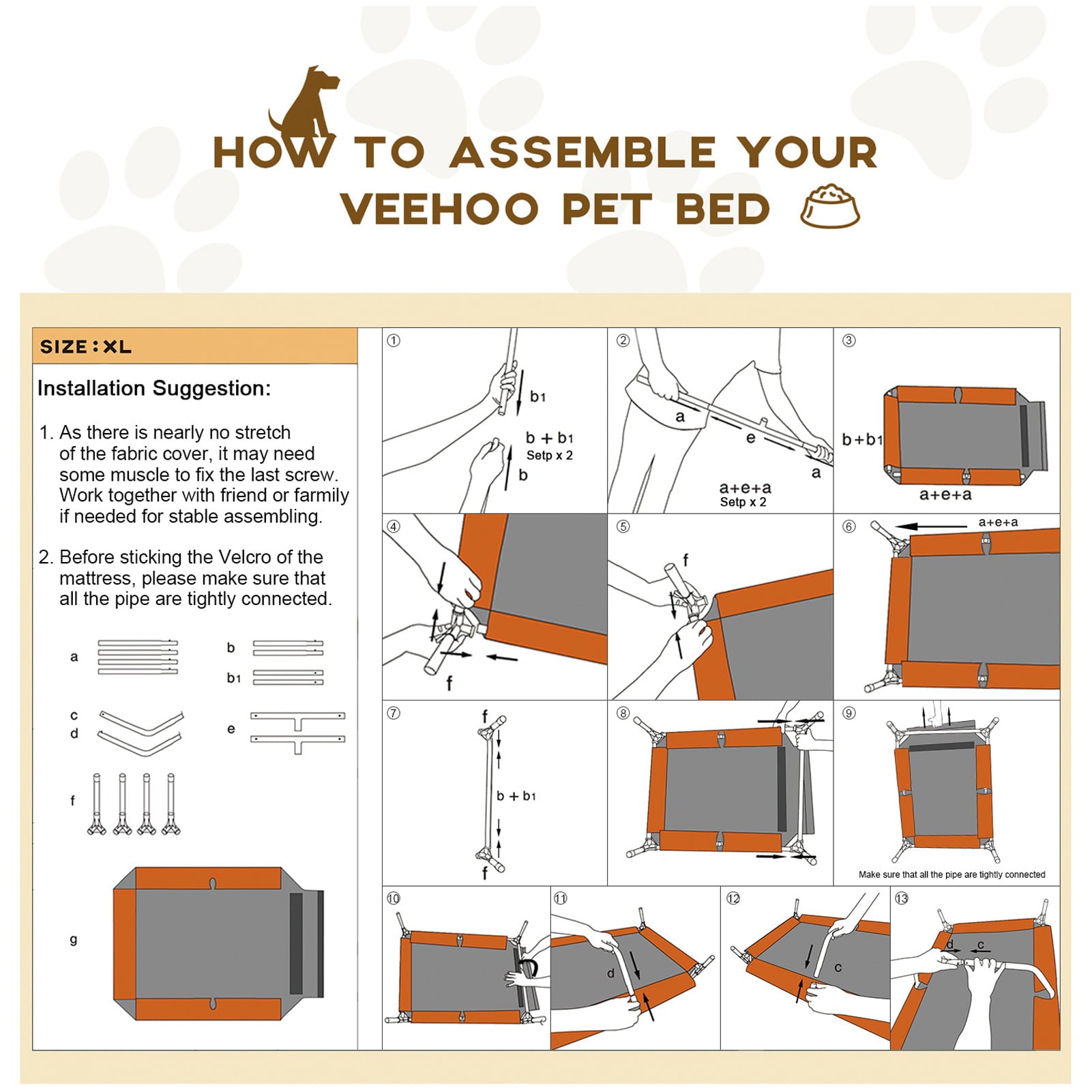 Veehoo Cooling Elevated Dog Bed， Portable Raised Pet Cot with Washable Mesh， X Large， Silver Grey
