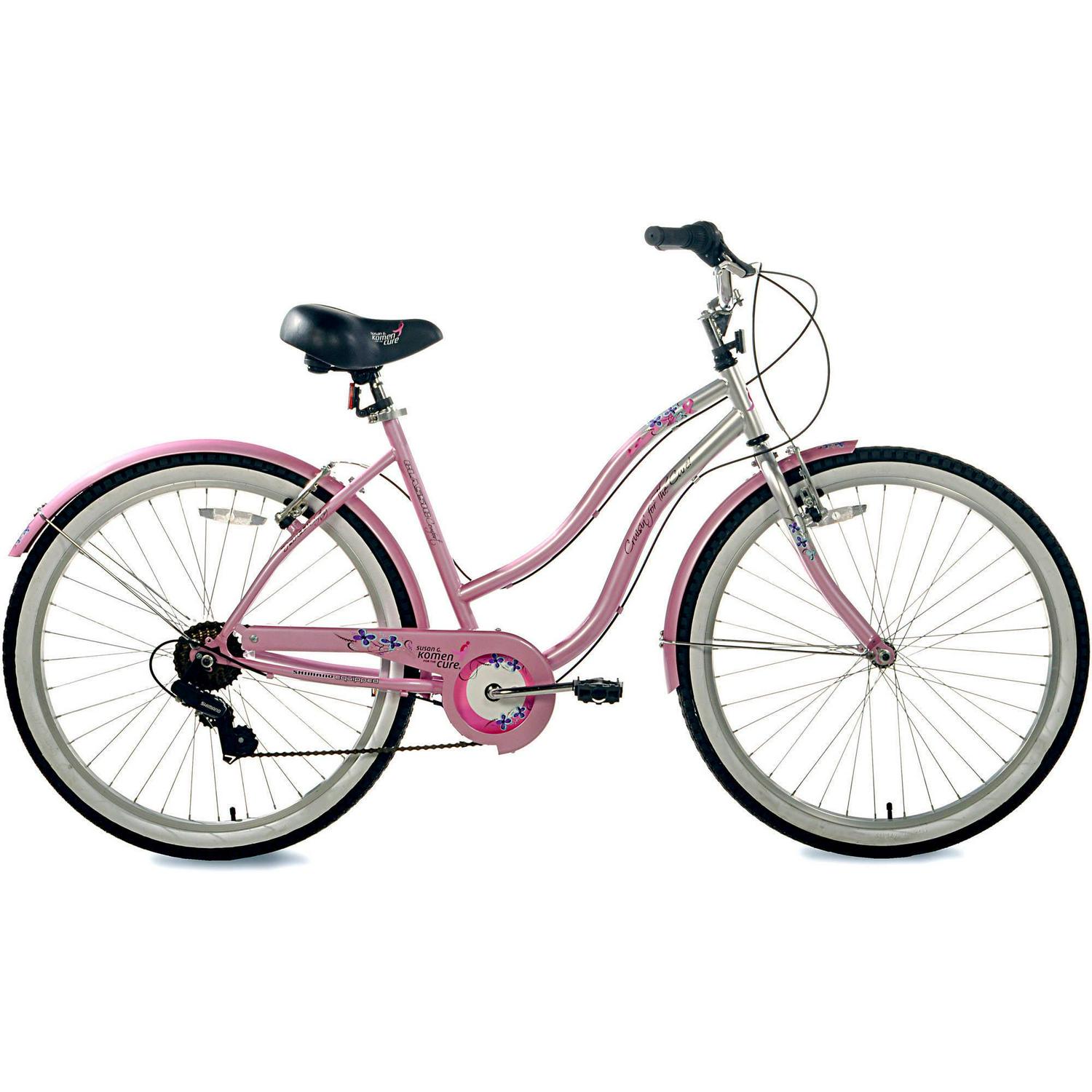 Susan G Komen 26 Multi-Speed Cruiser Womens Bike, Pink - Crescent