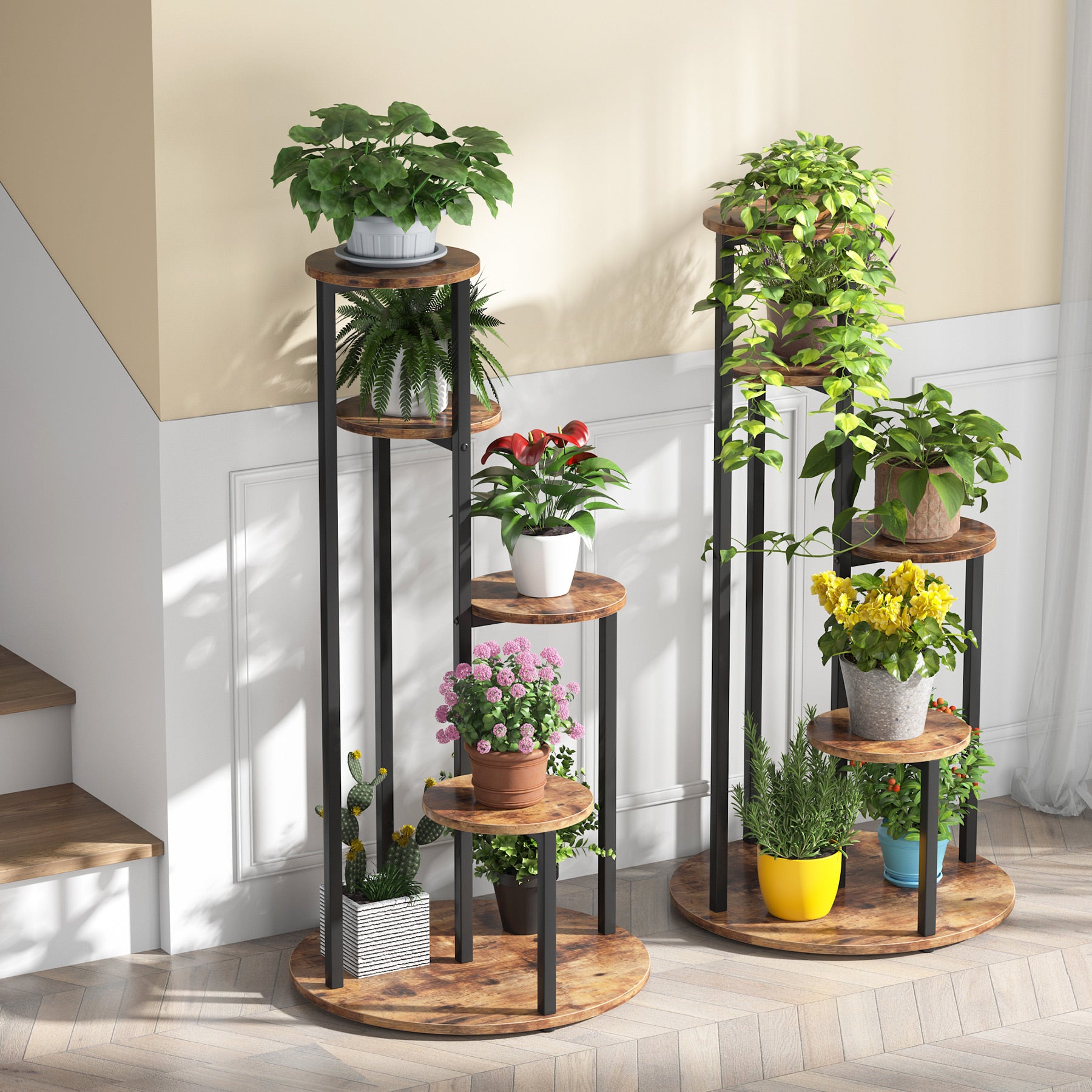 4-Tier Plant Stand, Multiple Potted Plants Holder Corner Flower Shelf