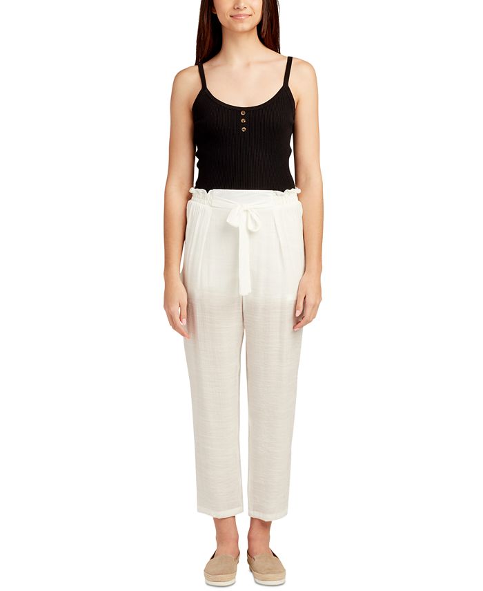 Juniors' Paperbag-Waist Cropped Pull-On Pants