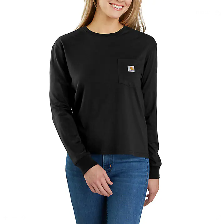 Carhartt Women's Loose Fit Lightweight Crewneck Chest Pocket Long Sleeve T-Shirt