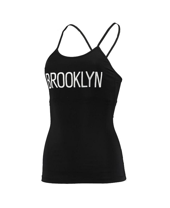 Women's Black Brooklyn Nets Dual Team Tank Top