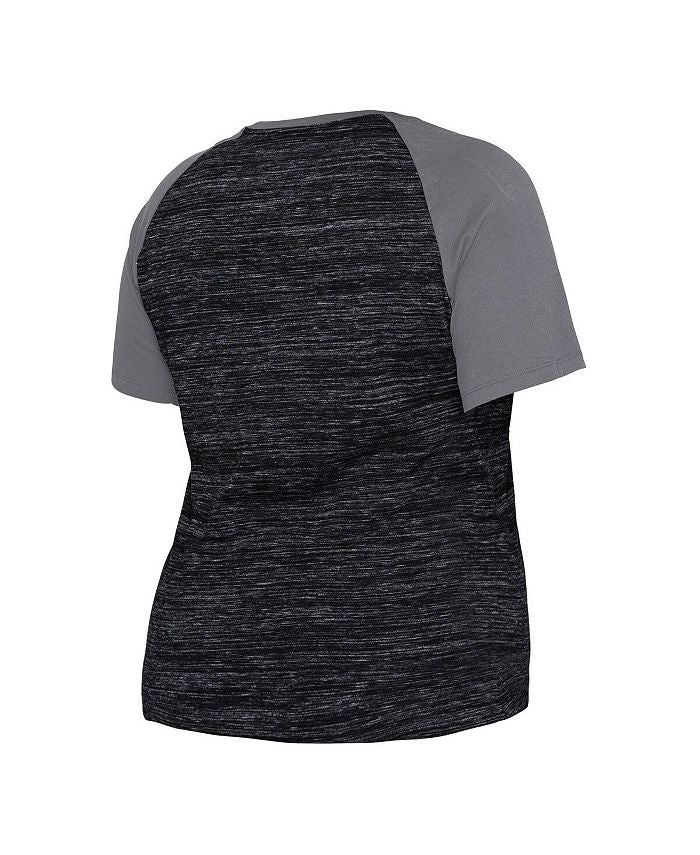 Women's Black Chicago White Sox Plus Size Space Dye Raglan V-Neck T-shirt
