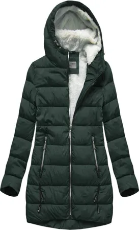 WOMEN'S QUILTED- JACKET WITH HOOD BOTTLE GREEN