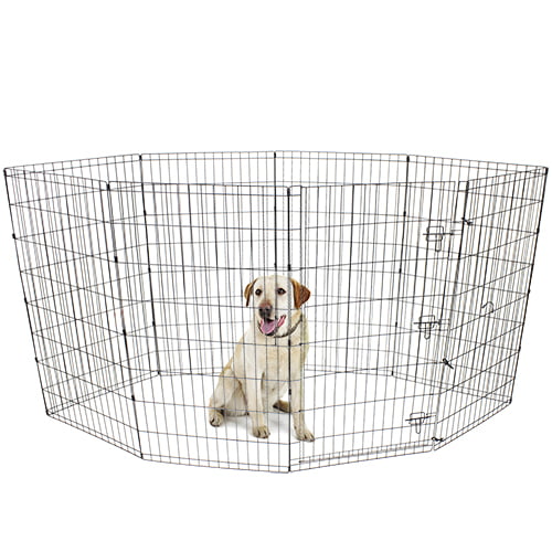 Vibrant Life  8- Panel Wire Pet Exercise Play Pen with Door， 42