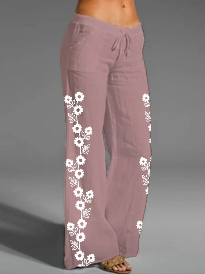 Women's Floral Print Casual Cotton Pants
