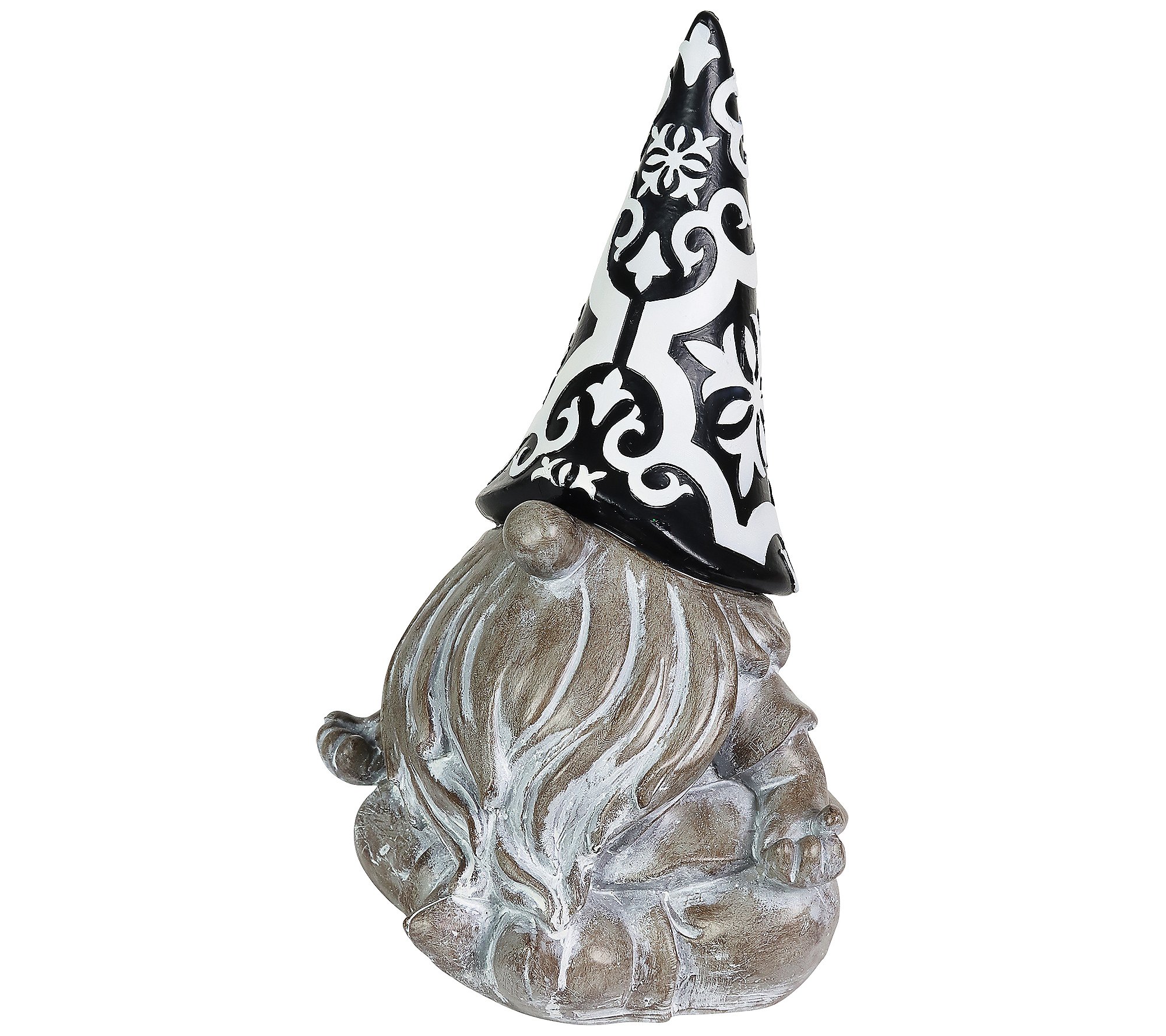 Exhart Solar Black and White Hat Gnome