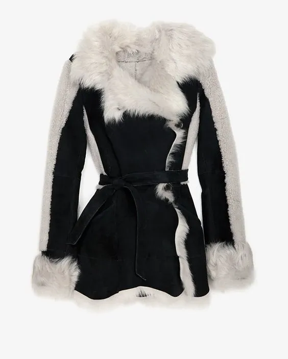 Black and white fur jacket