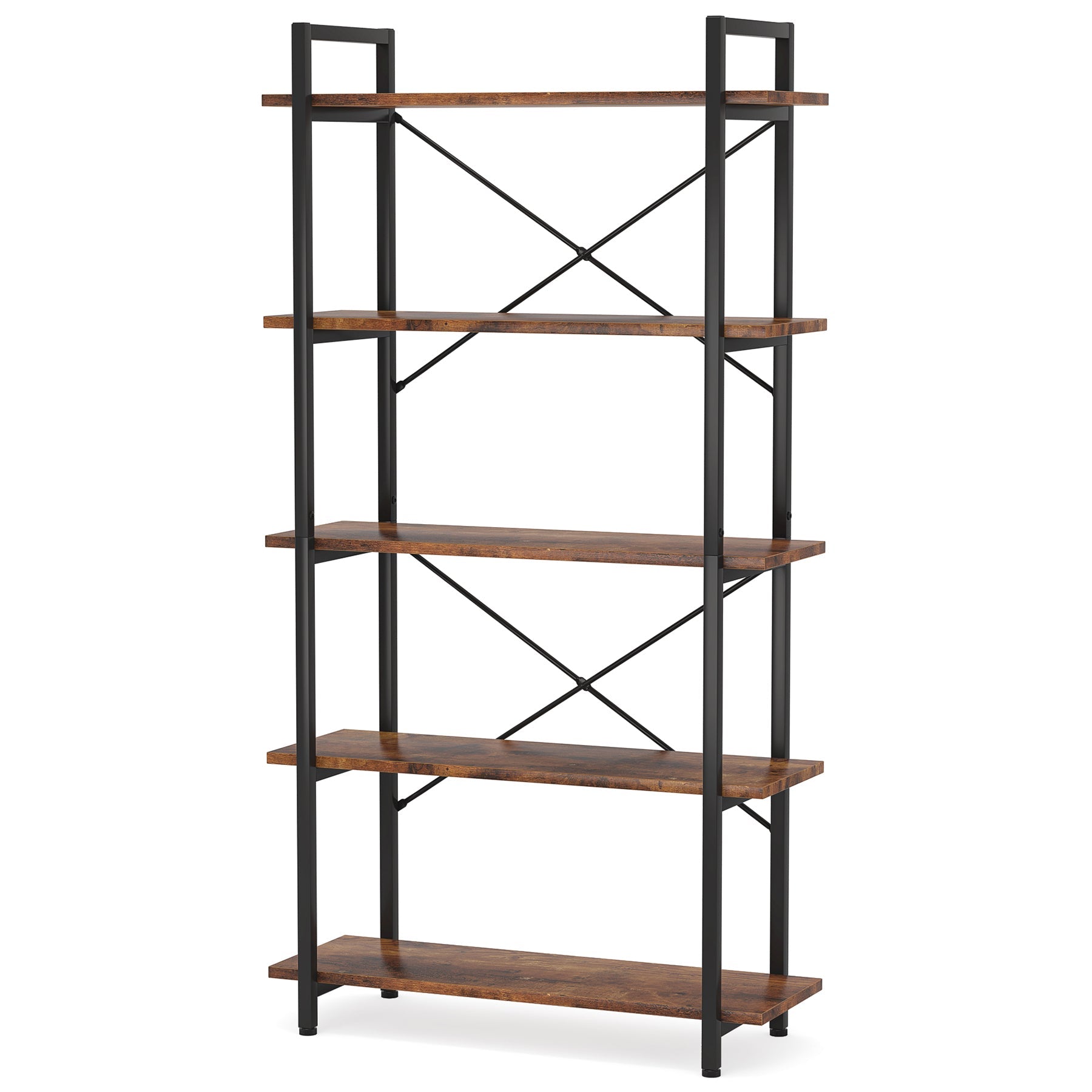 5-Tier Bookshelf, Industrial Etagere Bookcase Display Shelf Unit