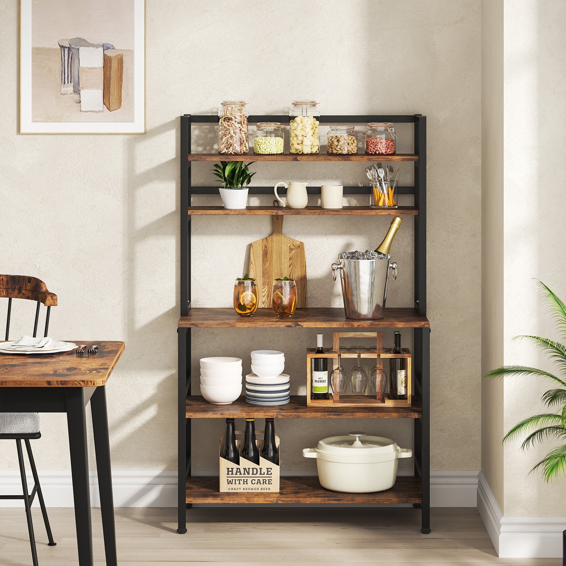 Industrial Kitchen Baker's Rack, 5-Tier Kitchen Utility Storage Shelf