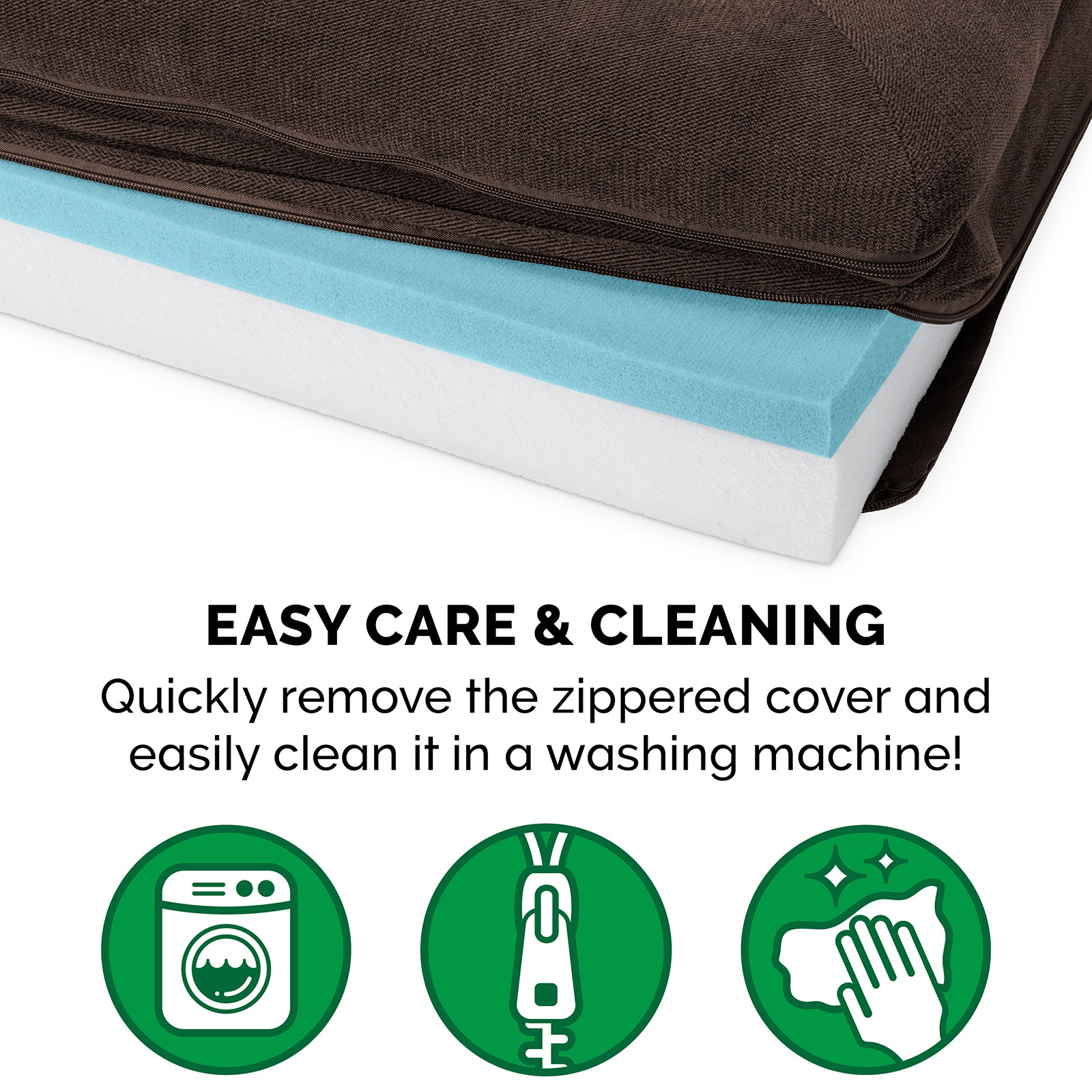 FurHaven | Cooling Gel Faux Fleece and Chenille Sofa Pet Bed for Dogs and Cats， Coffee， Jumbo Plus