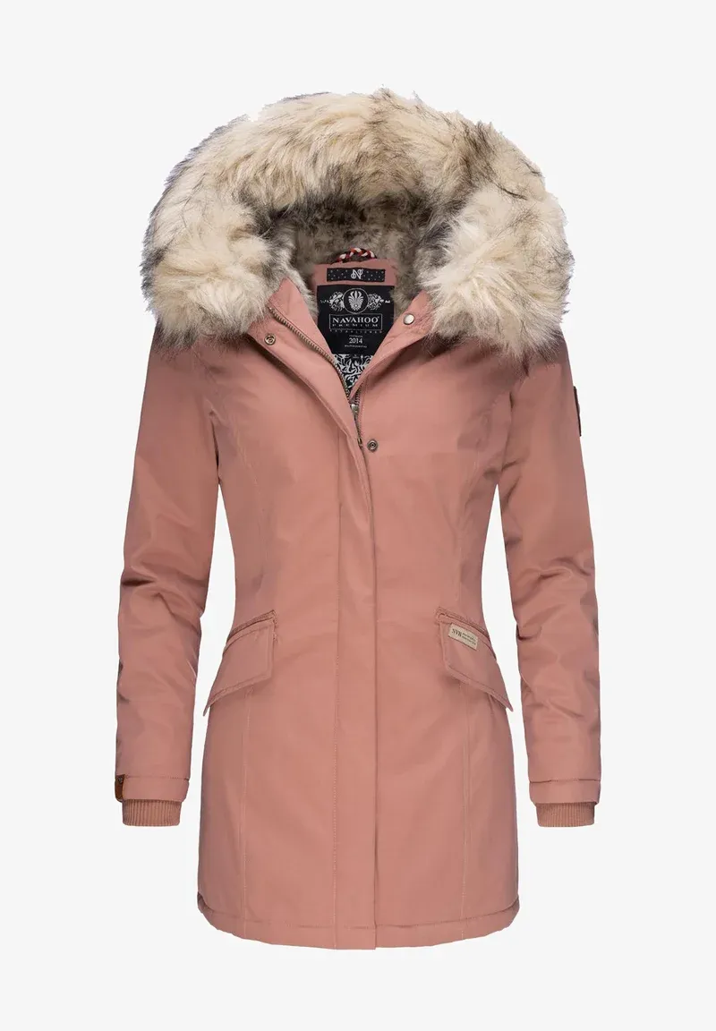 Plain parka coat pink