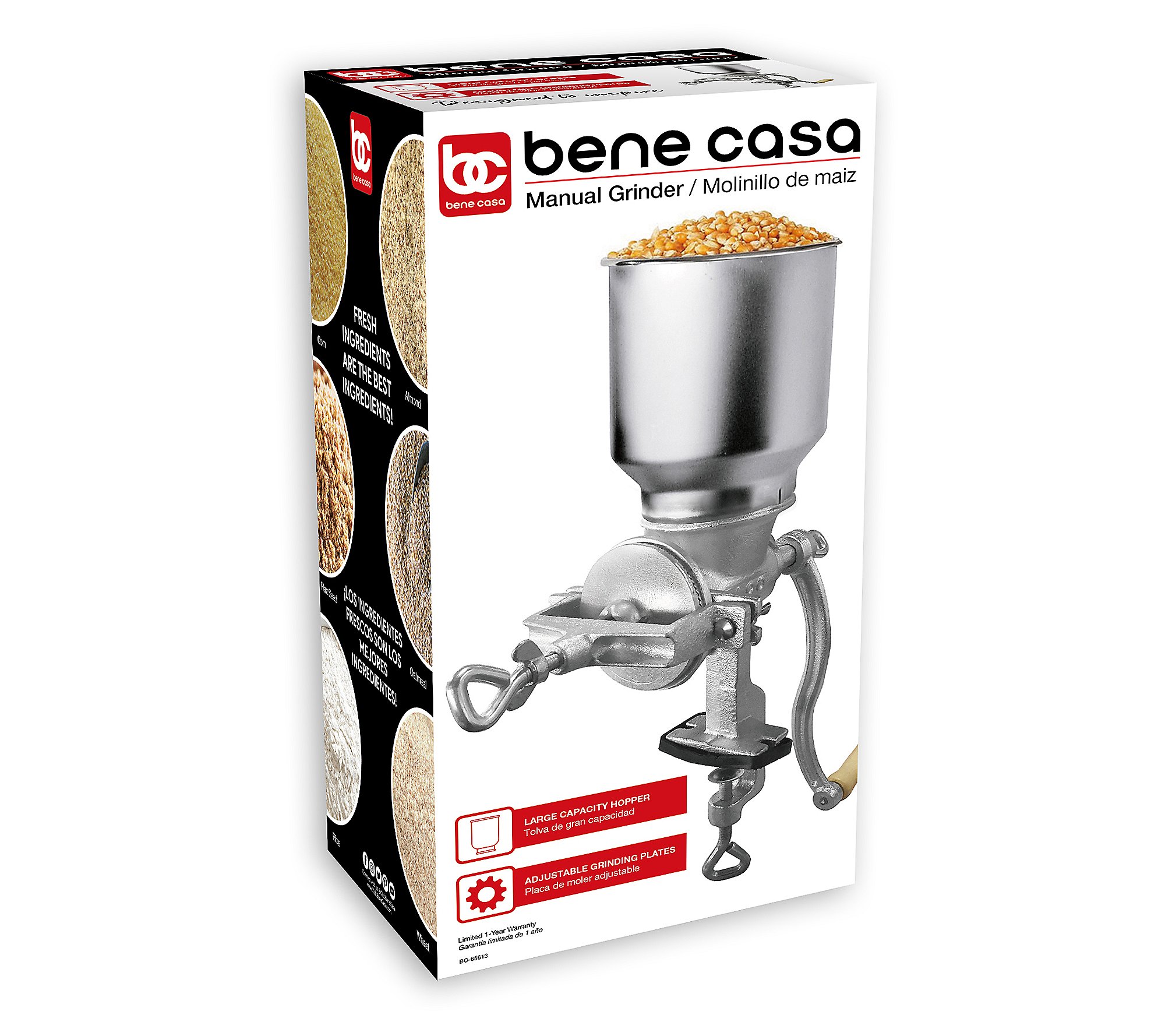 Bene Casa Large Manual Corn Grinder with Built- In Table Clamp