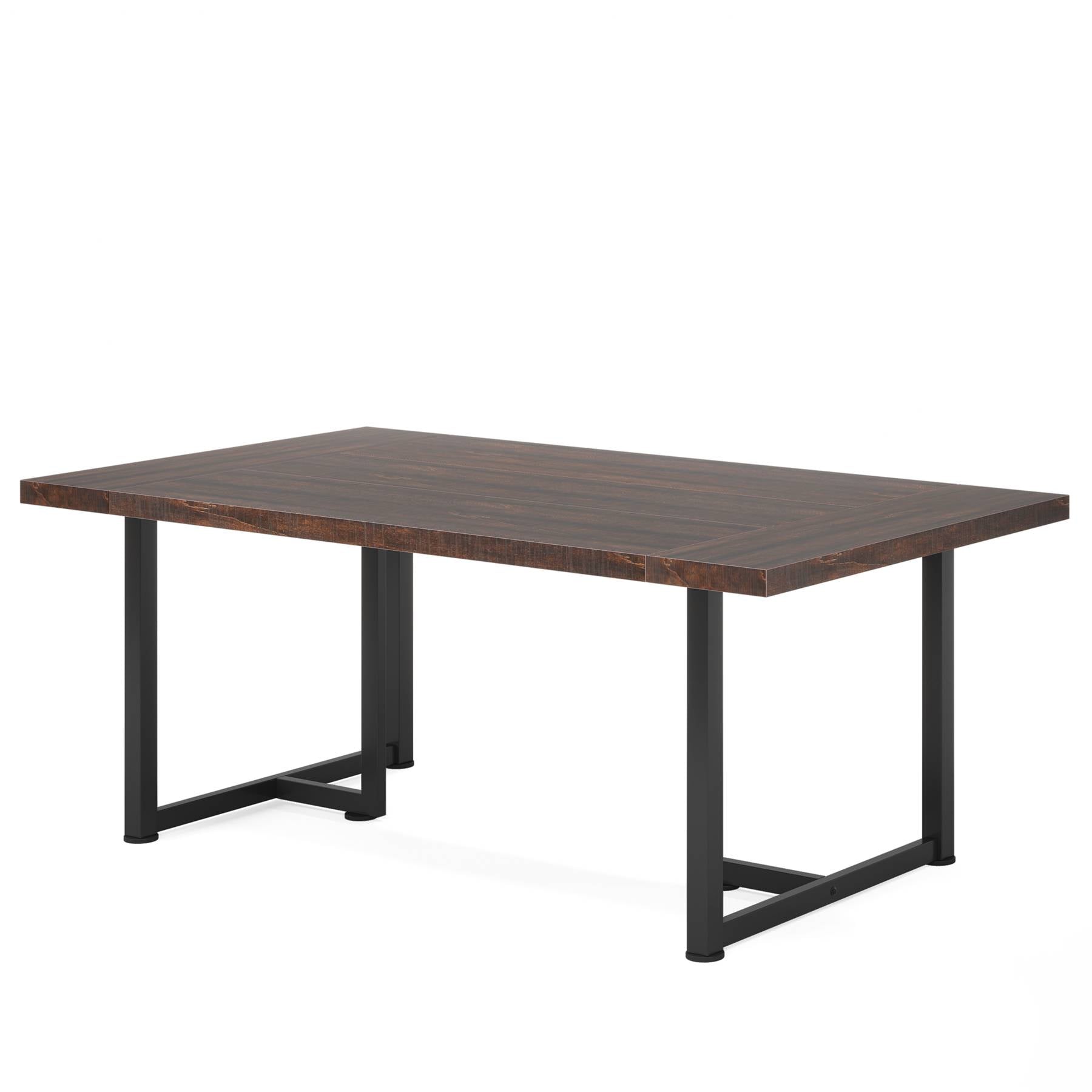 Farmhouse Dining Table, Industrial Rectangular Kitchen Table for 4-6 People